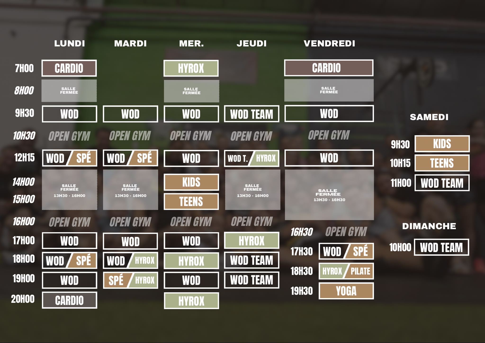 Voir le planning Planning des cours CrossFit Montauban